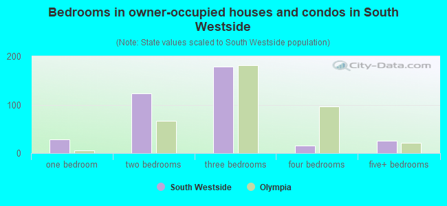 Bedrooms in owner-occupied houses and condos in South Westside