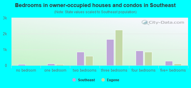 Bedrooms in owner-occupied houses and condos in Southeast