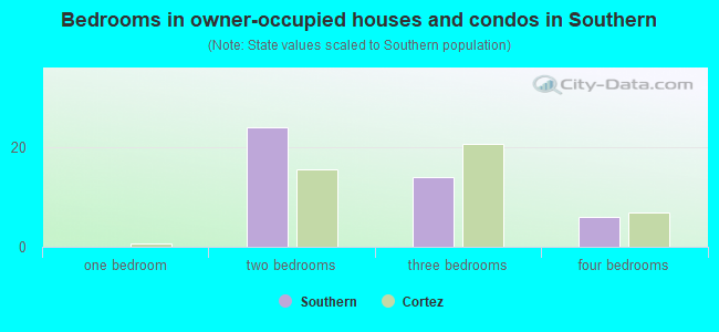 Bedrooms in owner-occupied houses and condos in Southern