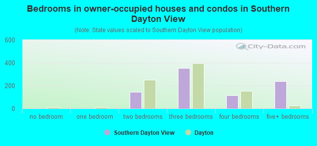 Bedrooms in owner-occupied houses and condos in Southern Dayton View