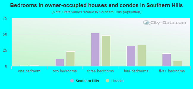 Bedrooms in owner-occupied houses and condos in Southern Hills
