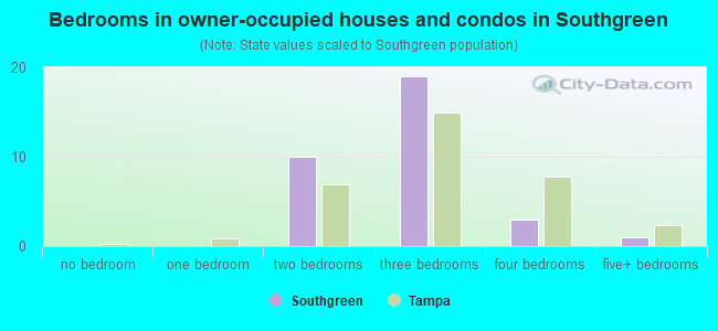 Bedrooms in owner-occupied houses and condos in Southgreen