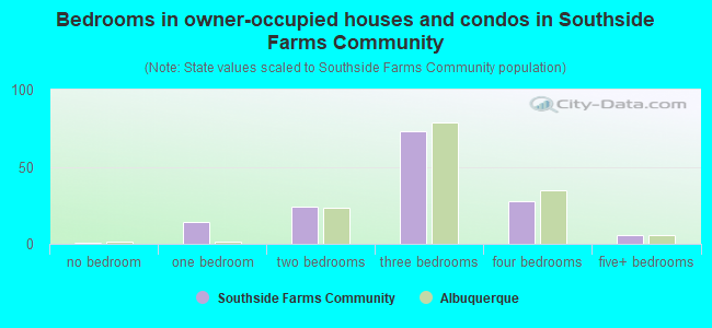 Bedrooms in owner-occupied houses and condos in Southside Farms Community