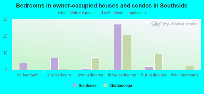 Bedrooms in owner-occupied houses and condos in Southside