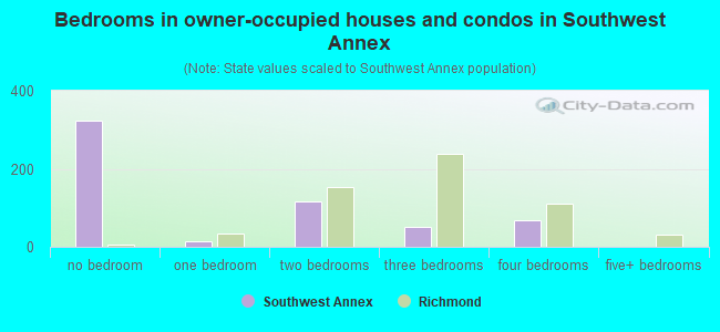 Bedrooms in owner-occupied houses and condos in Southwest Annex