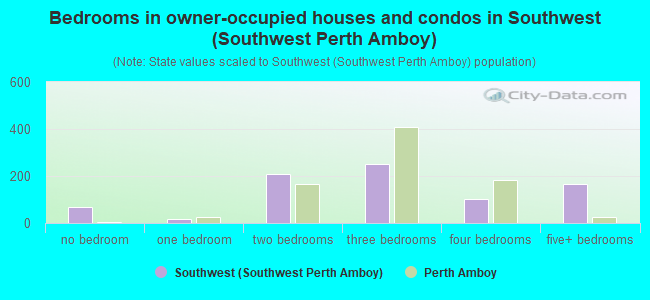 Bedrooms in owner-occupied houses and condos in Southwest (Southwest Perth Amboy)