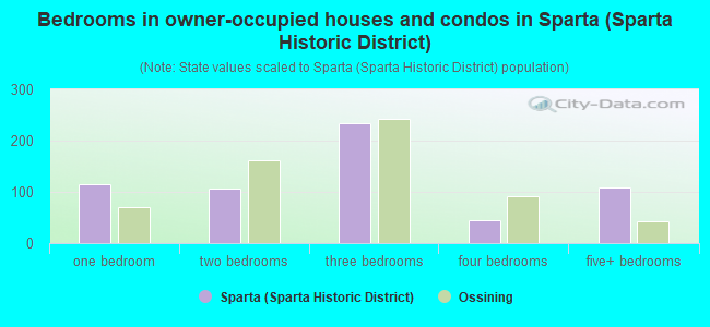 Bedrooms in owner-occupied houses and condos in Sparta (Sparta Historic District)