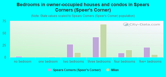 Bedrooms in owner-occupied houses and condos in Spears Corners (Speer's Corner)