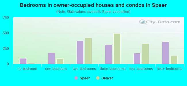 Bedrooms in owner-occupied houses and condos in Speer