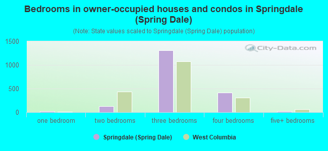 Bedrooms in owner-occupied houses and condos in Springdale (Spring Dale)