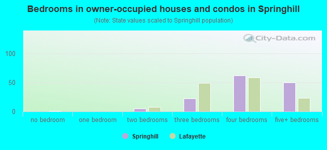 Bedrooms in owner-occupied houses and condos in Springhill