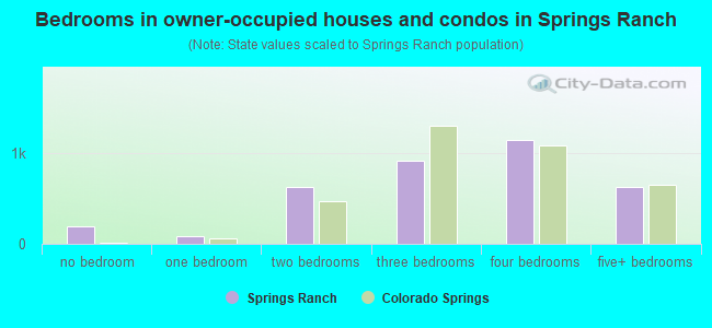Bedrooms in owner-occupied houses and condos in Springs Ranch