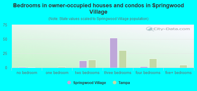Bedrooms in owner-occupied houses and condos in Springwood Village