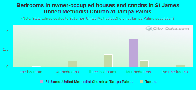 Bedrooms in owner-occupied houses and condos in St James United Methodist Church at Tampa Palms