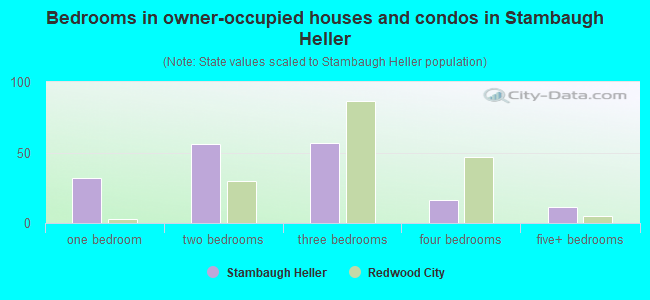 Bedrooms in owner-occupied houses and condos in Stambaugh Heller
