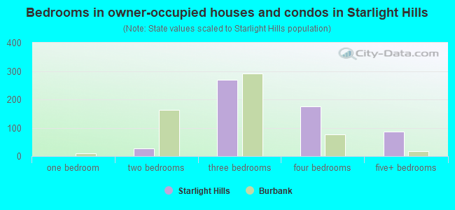 Bedrooms in owner-occupied houses and condos in Starlight Hills