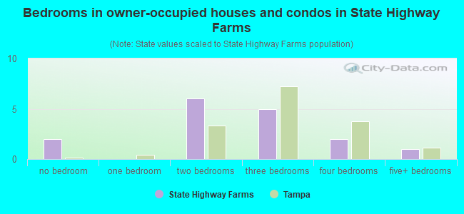 Bedrooms in owner-occupied houses and condos in State Highway Farms