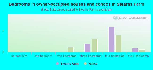 Bedrooms in owner-occupied houses and condos in Stearns Farm