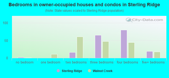 Bedrooms in owner-occupied houses and condos in Sterling Ridge