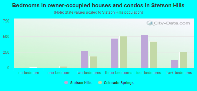 Bedrooms in owner-occupied houses and condos in Stetson Hills