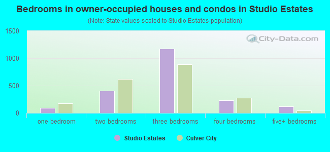 Bedrooms in owner-occupied houses and condos in Studio Estates