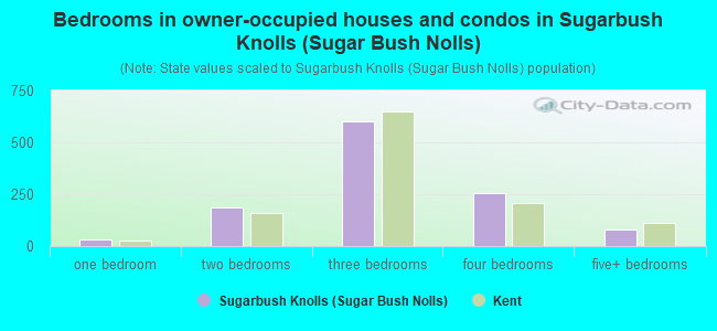 Bedrooms in owner-occupied houses and condos in Sugarbush Knolls (Sugar Bush Nolls)