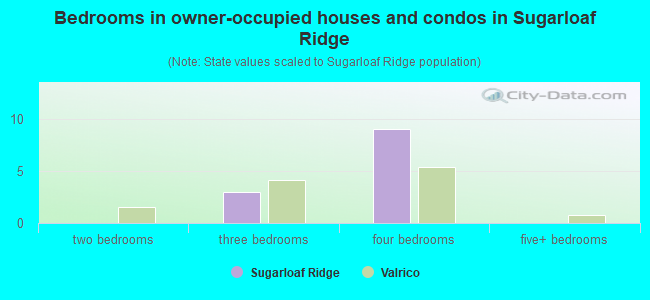 Bedrooms in owner-occupied houses and condos in Sugarloaf Ridge