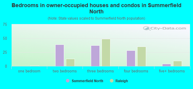 Bedrooms in owner-occupied houses and condos in Summerfield North