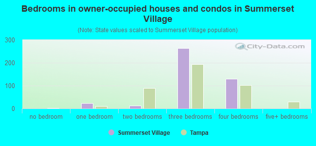 Bedrooms in owner-occupied houses and condos in Summerset Village