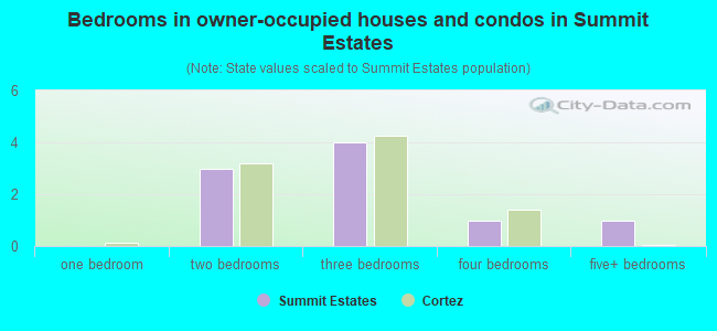 Bedrooms in owner-occupied houses and condos in Summit Estates