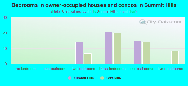 Bedrooms in owner-occupied houses and condos in Summit Hills