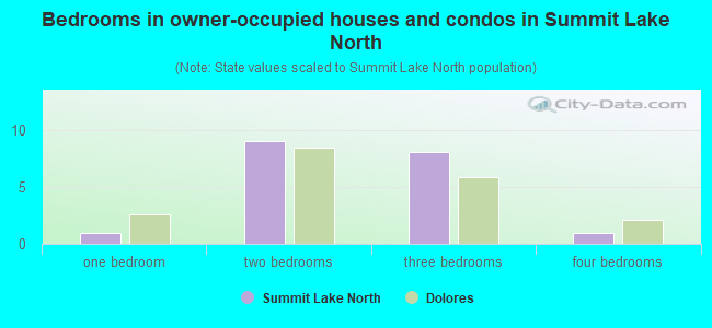 Bedrooms in owner-occupied houses and condos in Summit Lake North
