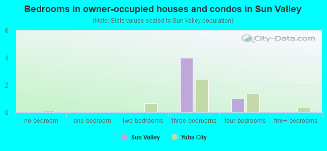 Bedrooms in owner-occupied houses and condos in Sun Valley