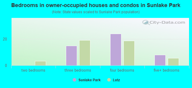 Bedrooms in owner-occupied houses and condos in Sunlake Park
