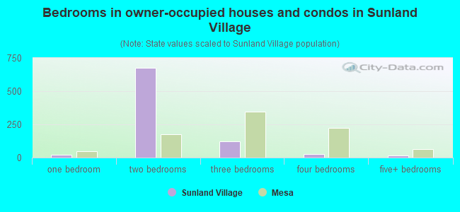 Bedrooms in owner-occupied houses and condos in Sunland Village