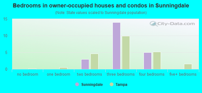 Bedrooms in owner-occupied houses and condos in Sunningdale