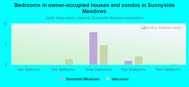 Bedrooms in owner-occupied houses and condos in Sunnyside Meadows