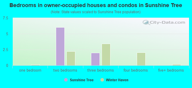 Bedrooms in owner-occupied houses and condos in Sunshine Tree