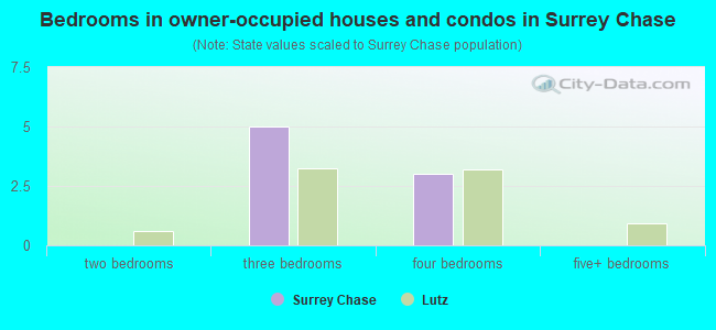 Bedrooms in owner-occupied houses and condos in Surrey Chase