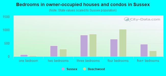 Bedrooms in owner-occupied houses and condos in Sussex