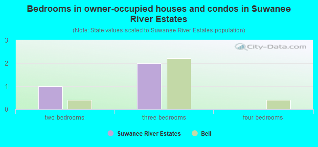 Bedrooms in owner-occupied houses and condos in Suwanee River Estates