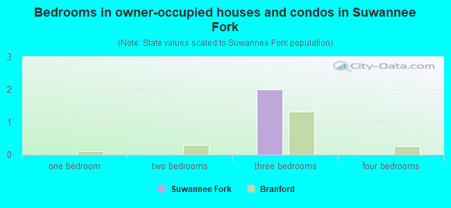 Bedrooms in owner-occupied houses and condos in Suwannee Fork