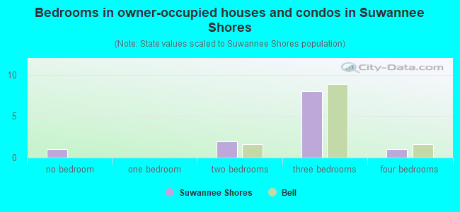 Bedrooms in owner-occupied houses and condos in Suwannee Shores