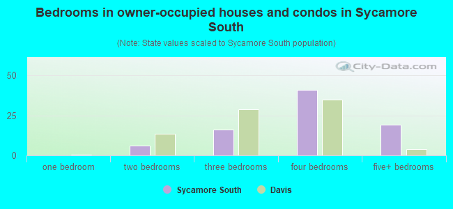 Bedrooms in owner-occupied houses and condos in Sycamore South