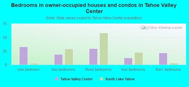 Bedrooms in owner-occupied houses and condos in Tahoe Valley Center