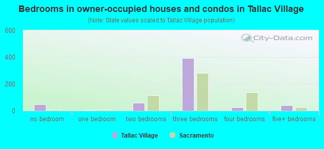 Bedrooms in owner-occupied houses and condos in Tallac Village