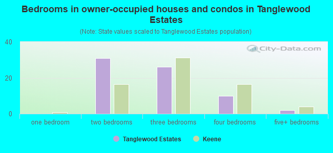Bedrooms in owner-occupied houses and condos in Tanglewood Estates