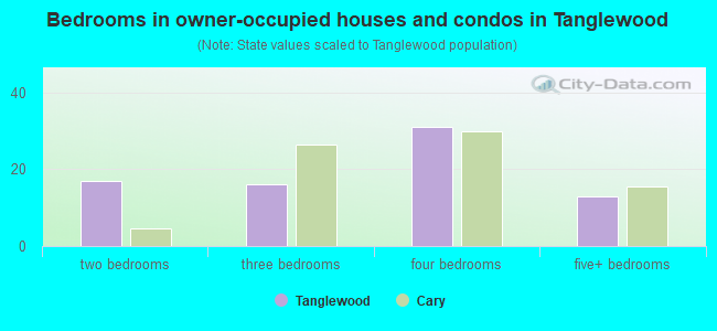 Bedrooms in owner-occupied houses and condos in Tanglewood