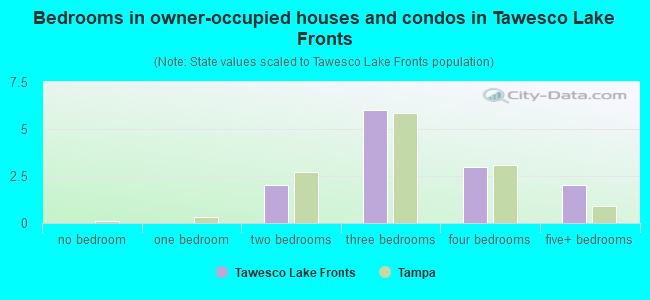 Bedrooms in owner-occupied houses and condos in Tawesco Lake Fronts
