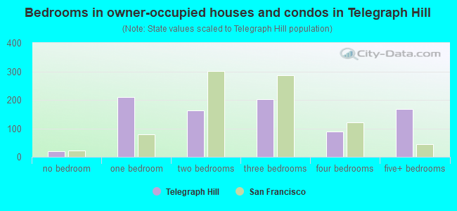 Bedrooms in owner-occupied houses and condos in Telegraph Hill
